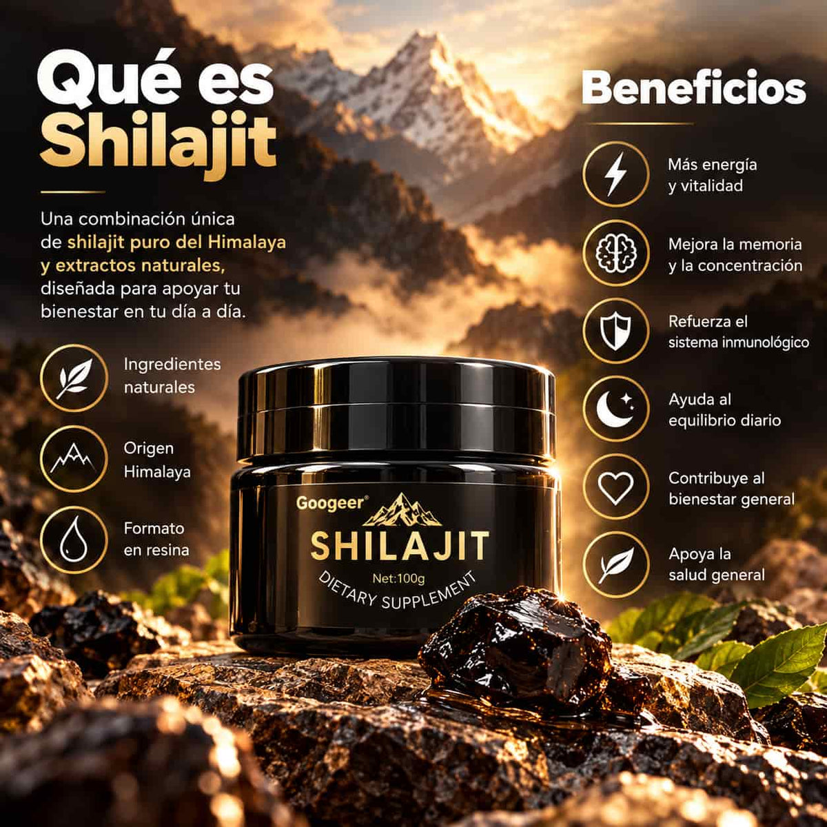 Rowley Shilajit Resina 100g | +POTENCIA en solo semanas